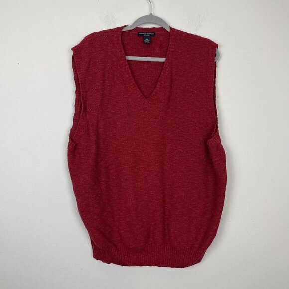 Daniel Cremieux Mens Red V-neck Knit Vest Cotton Linen Size XXL - Picture 1 of 8